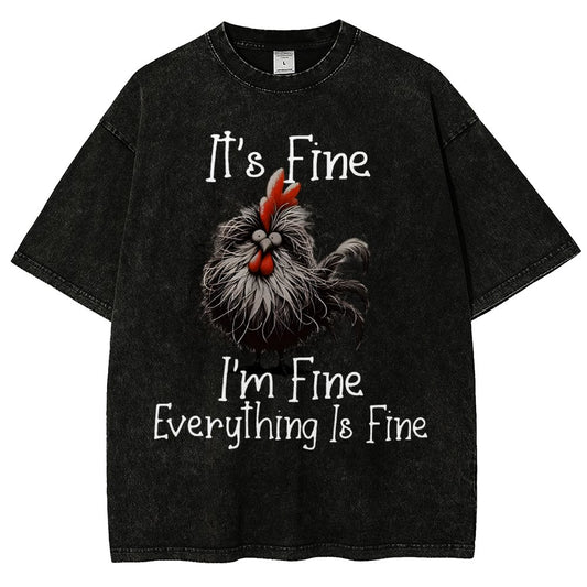 It's Fine，Funny Chick Vintage Distressed T-shirt