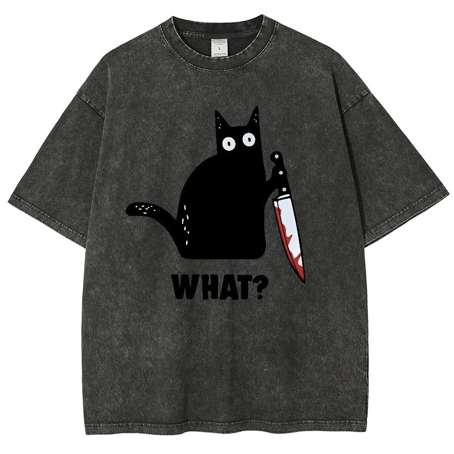What! Funny Cat Vintage Distressed T-shirt
