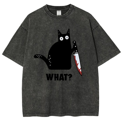 What! Funny Cat Vintage Distressed T-shirt