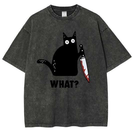 What! Funny Cat Vintage Distressed T-shirt