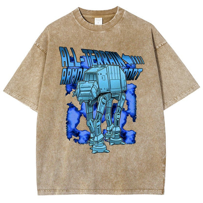 Mega Terrain Mecha Transport Vintage Distressed T-shirt