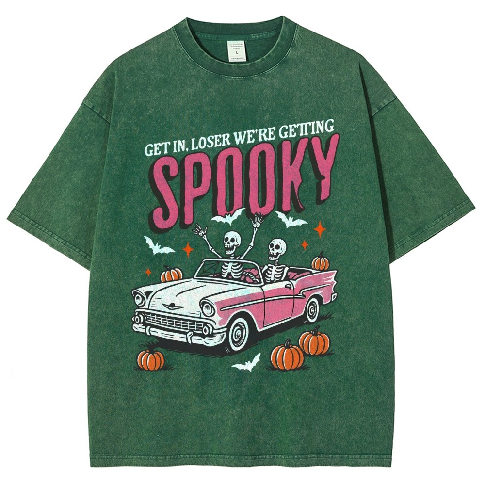 Get In Loser We're Getting Spooky Halloween Vintage Distressed T-shirt