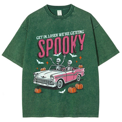 Get In Loser We're Getting Spooky Halloween Vintage Distressed T-shirt