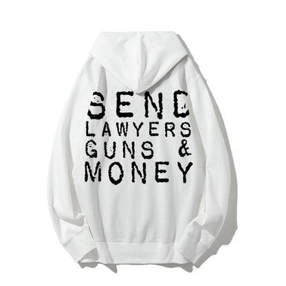 Send Lawyers Guns And Money Printed Back Unisex Cotton Hoodie