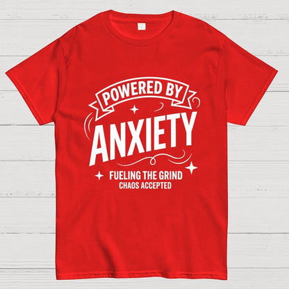 Powered By Anxiety Art Print Geek T-Shirt