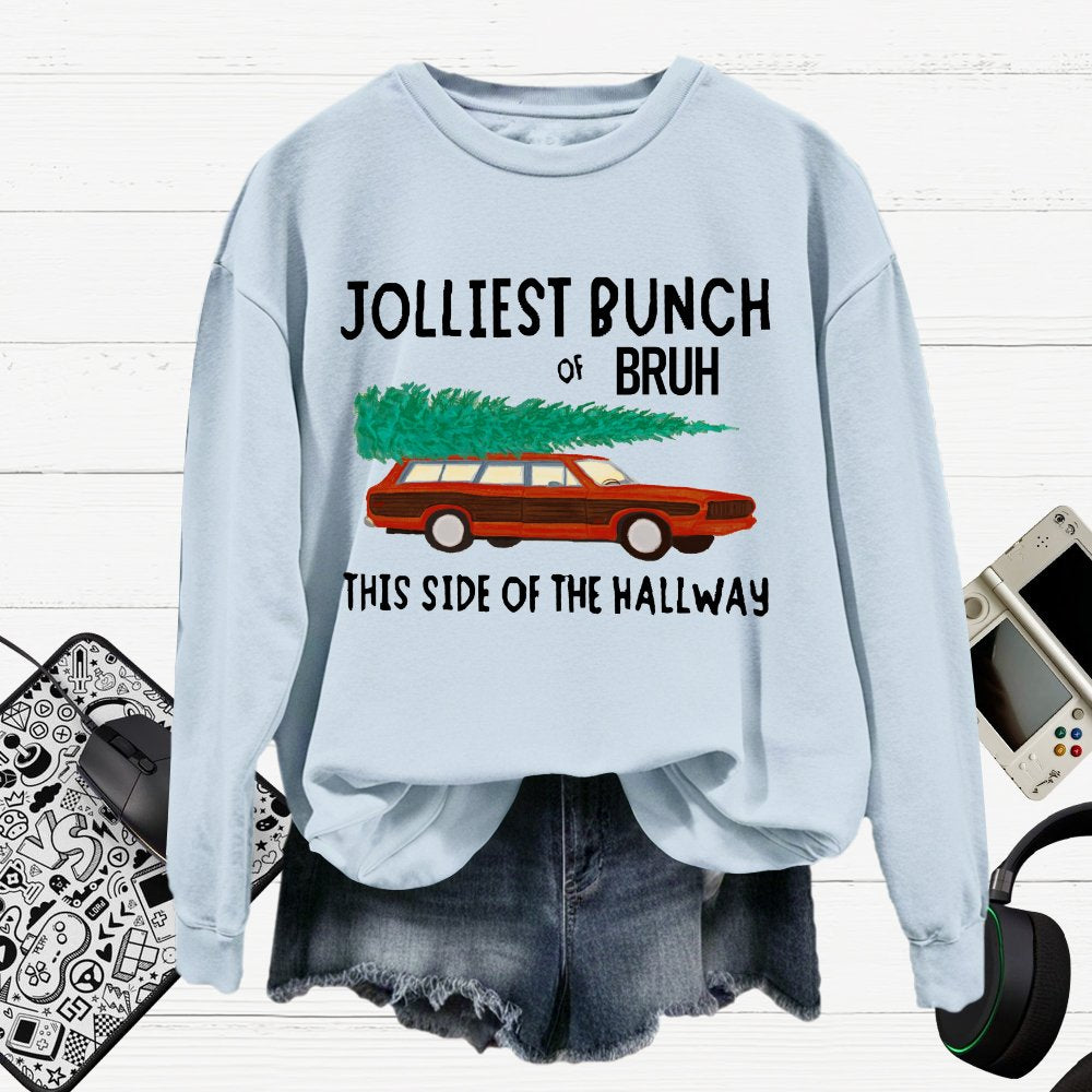 Jolliest Bunch Of Bruh.Christmas Cotton Pullover Sweatshirt