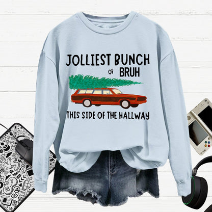 Jolliest Bunch Of Bruh.Christmas Cotton Pullover Sweatshirt