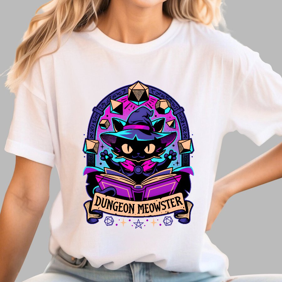 Feline Dungeon Keeper Meowster Geek T-Shirt