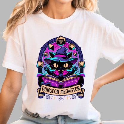 Feline Dungeon Keeper Meowster Geek T-Shirt