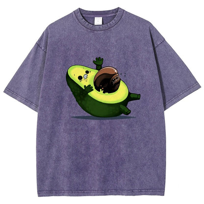 Quirky Alien Avocado Vintage Distressed T-shirt