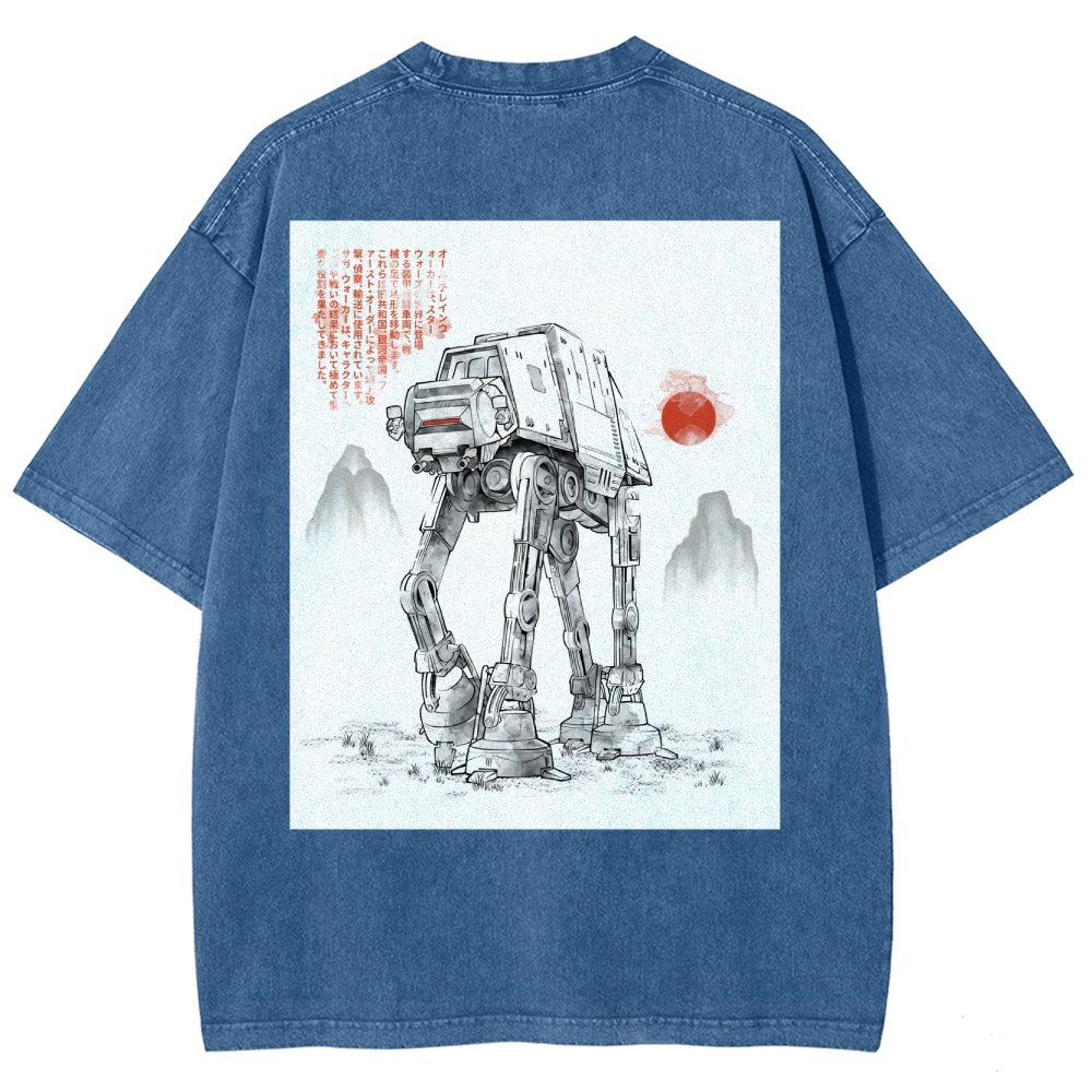 Astrobot Invention Armored Walker Back Print Washed T-Shirt