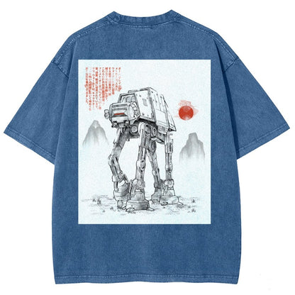 Astrobot Invention Armored Walker Back Print Washed T-Shirt