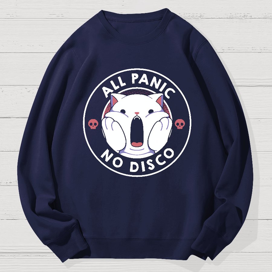 All Panic No Disco Funny Cat Geek Cotton Sweatshirt