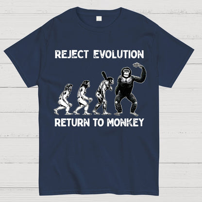Reject Evolution  Return To Monkey Funny Geek T-Shirt