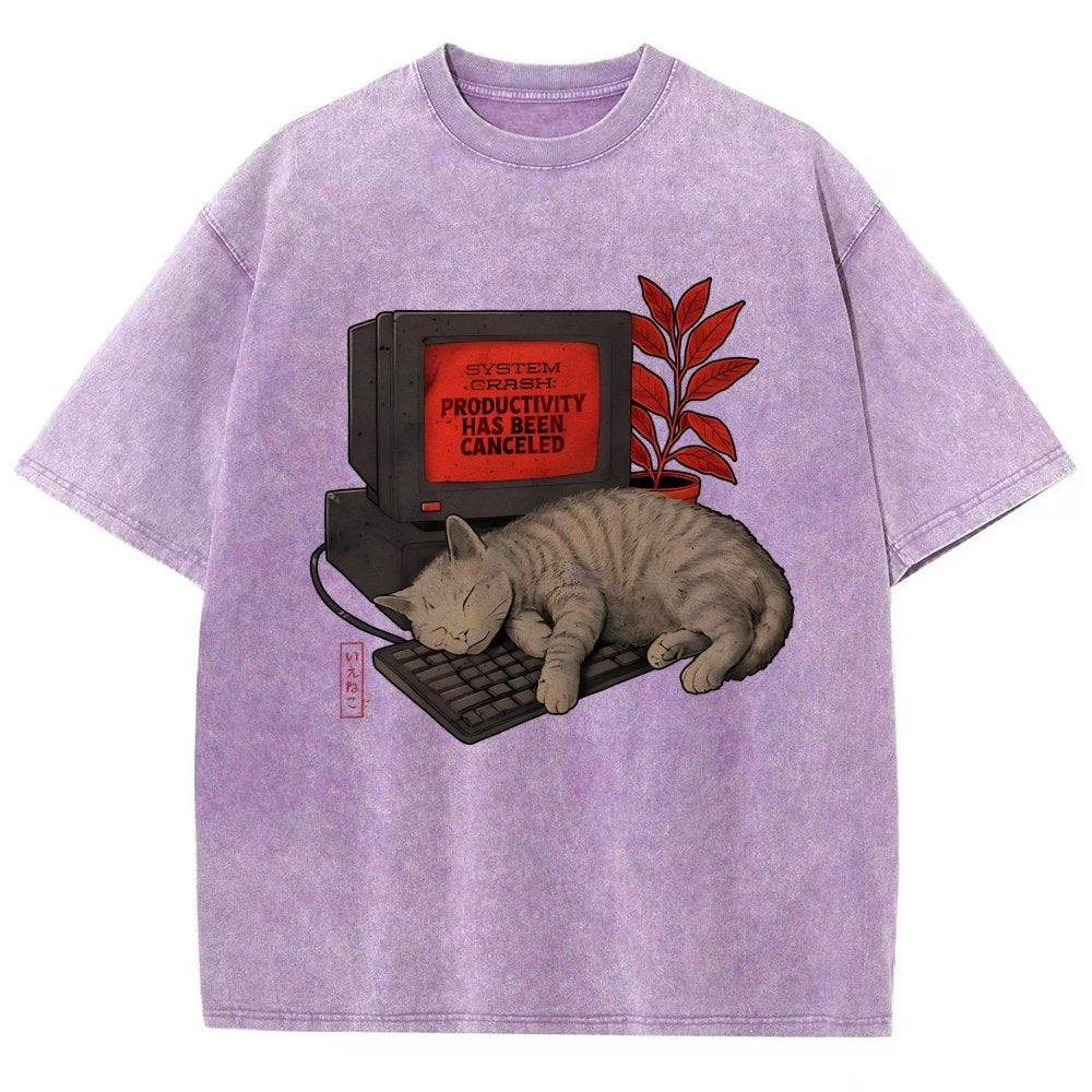 System Crash Cat Vintage Distressed T-shirt