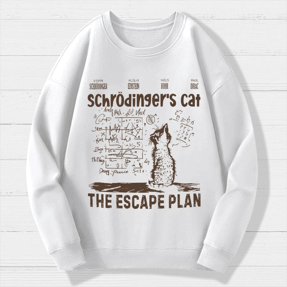 Schrodinger's Cat Escape Plan Interesting Physics Science Geek Cotton Sweatshirt
