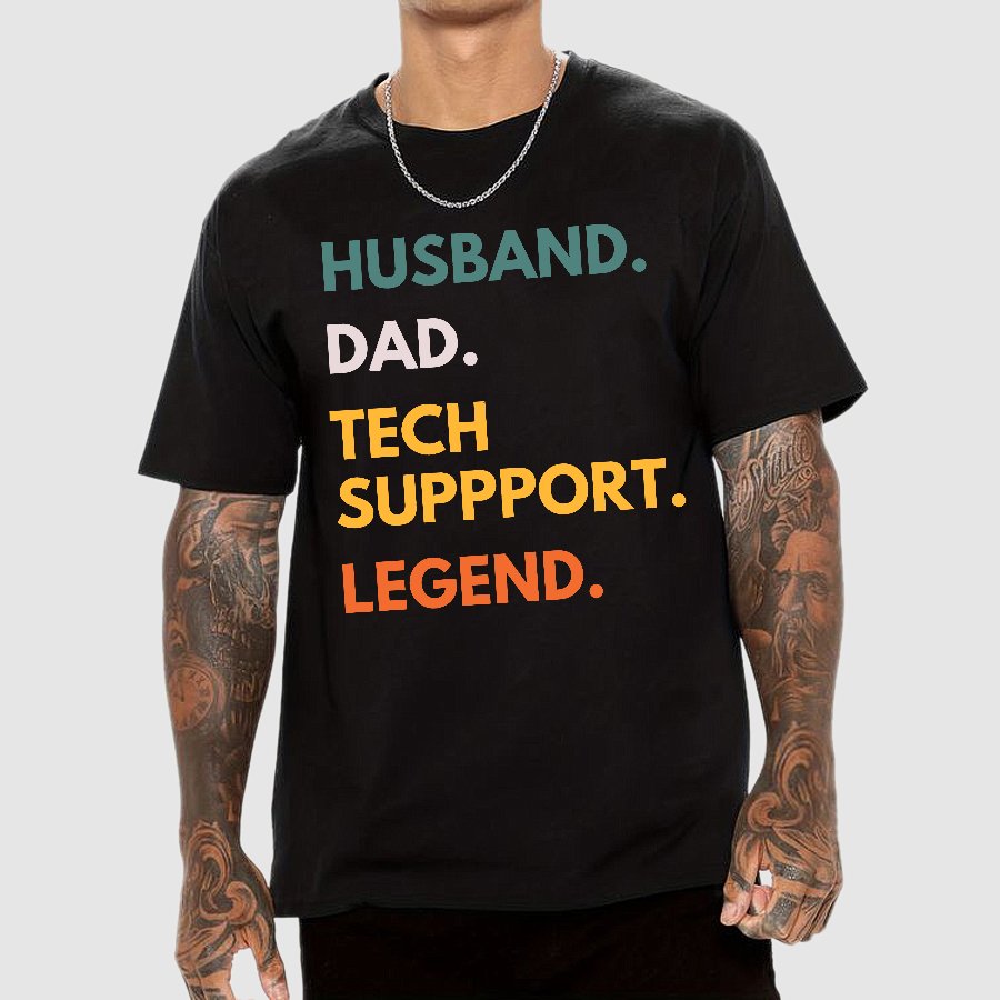 Husband Dad Tech Support Legend Funny It Father Essential Geek T-Shirt