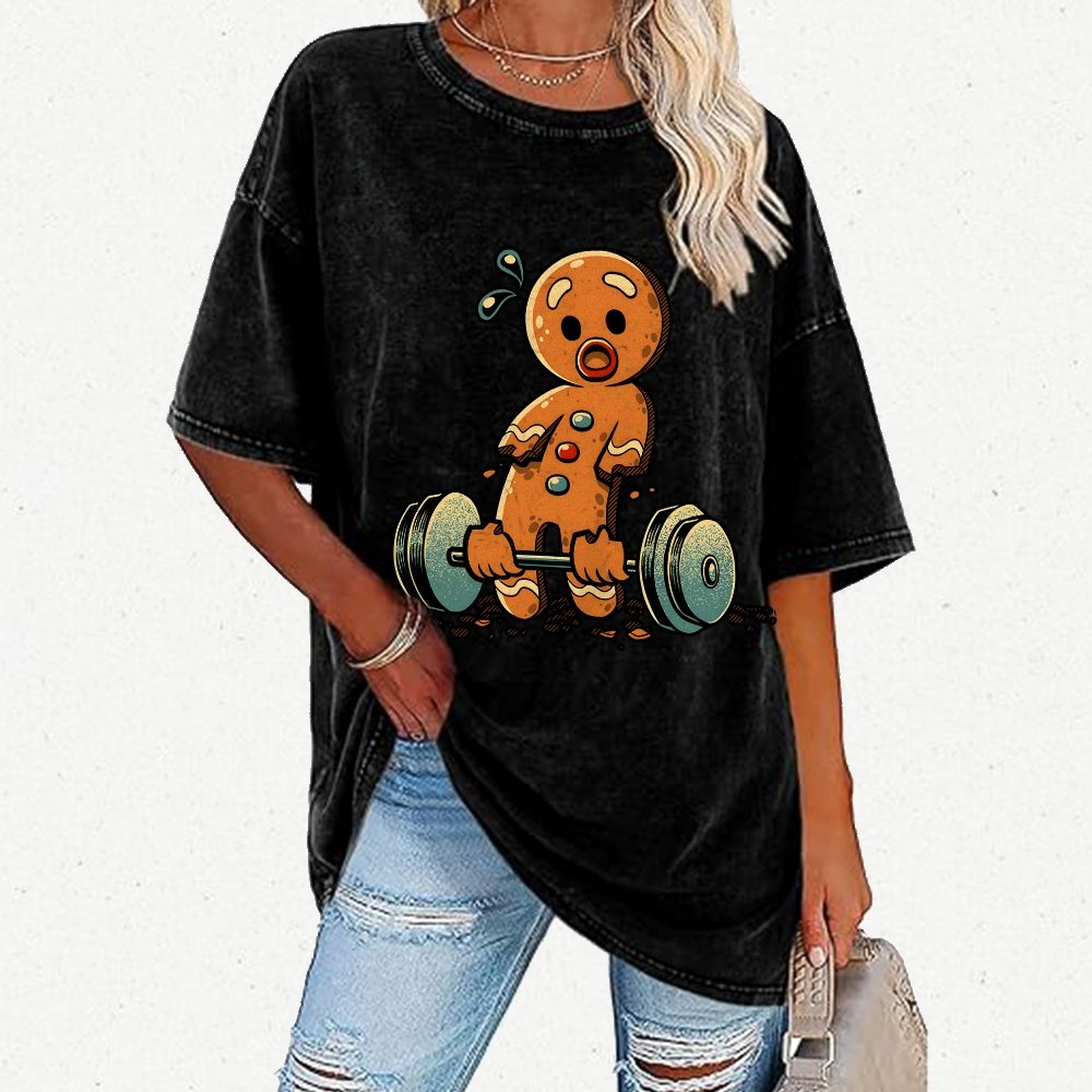 Gingerbread Workout Loosing Arms Vintage Distressed T-shirt
