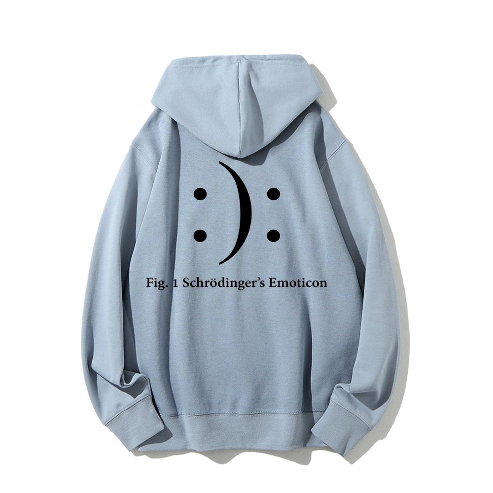 Schrodinger's Emoticon Printed Back Unisex Cotton Hoodie