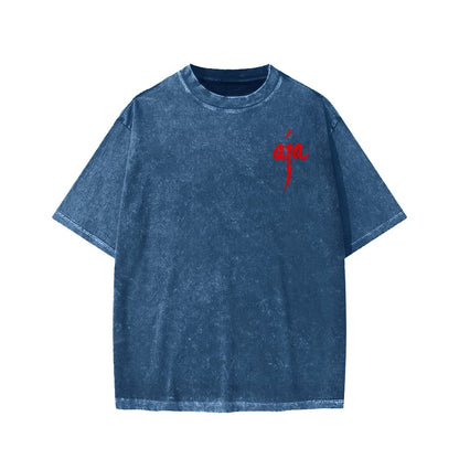 Aja Front And Back Printing Washed T-shirt