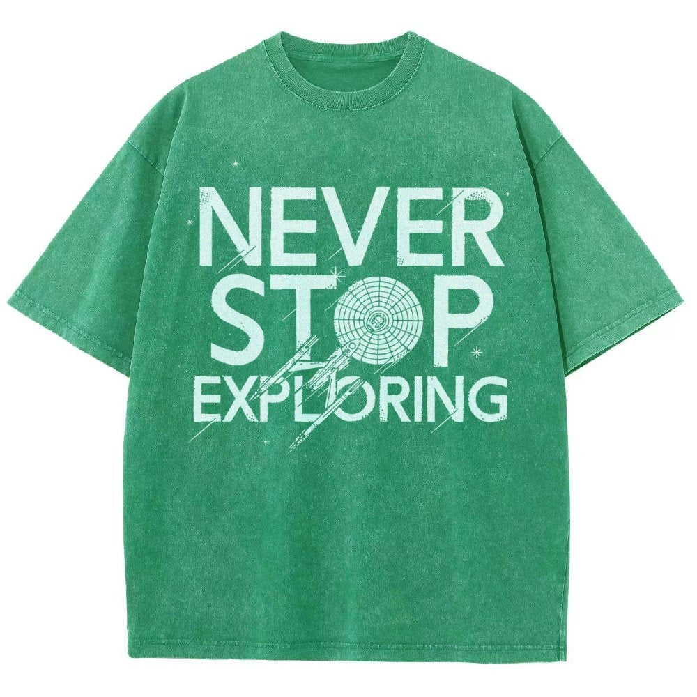 Never Stop Exploring Vintage Distressed T-shirt
