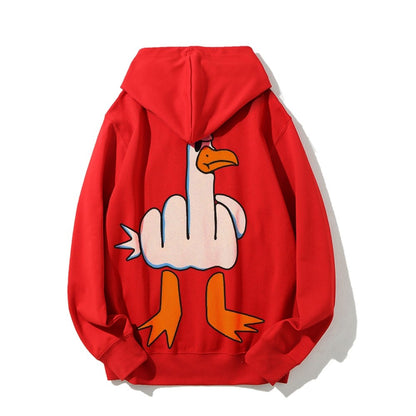 Rude Seagull Design Funny Printed Back Cotton Hoodie