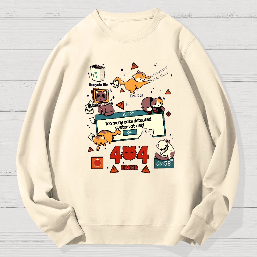 Too Many Cats 404 Alert Geek Cotton Sweatshirt