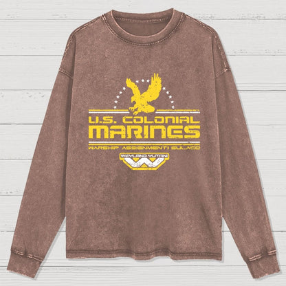 US Explorers Eagle Logo Washed Long Sleeve Tee