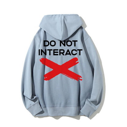 Do Not Interact Printed Back Unisex Cotton Hoodie