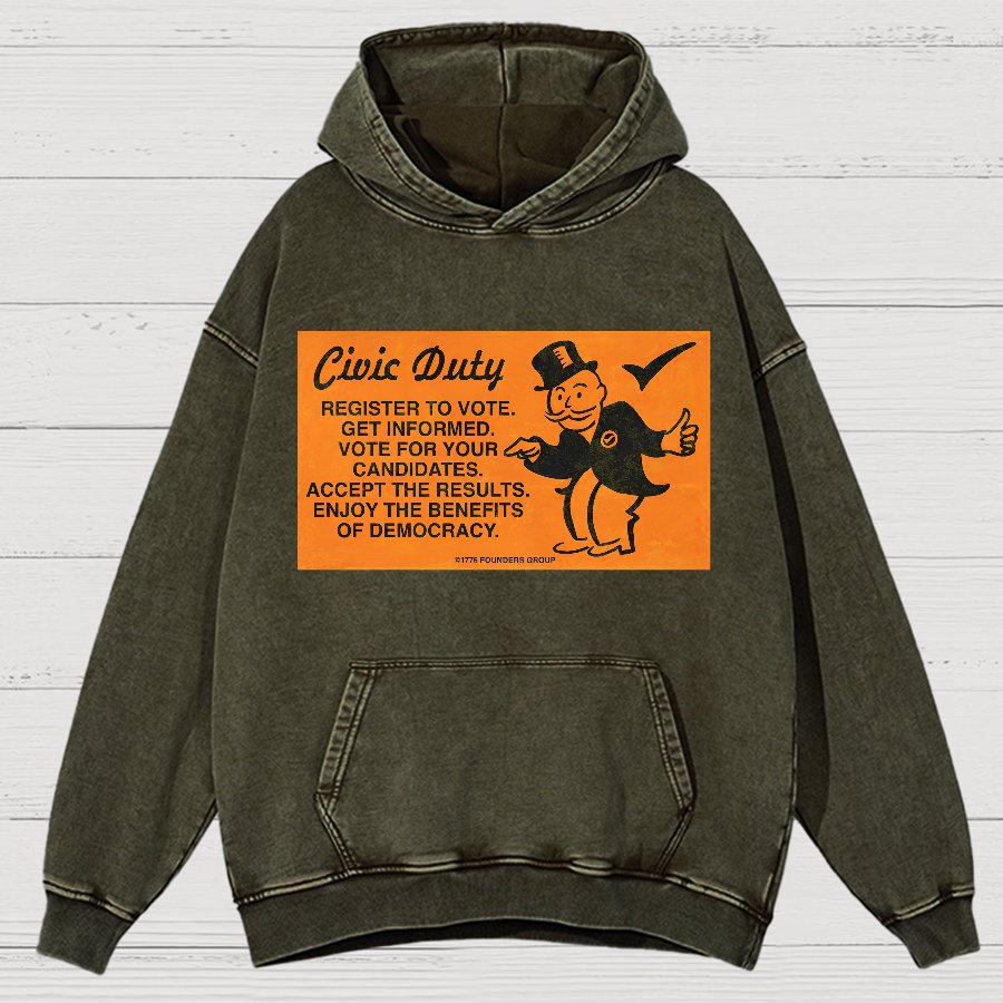 Civic Duty Card.Vintage Distressed Hoodie