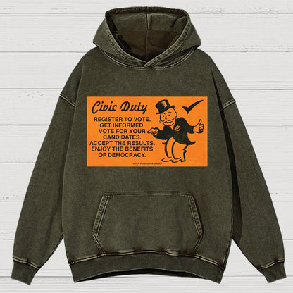 Civic Duty Card.Vintage Distressed Hoodie