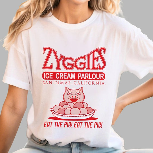 Eat the Pig at Frosty's Ice Cream Parlour Ringer Unisex Geek T-Shirt