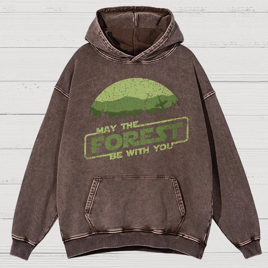 Retro Forest Moon Vintage Distressed Hoodie