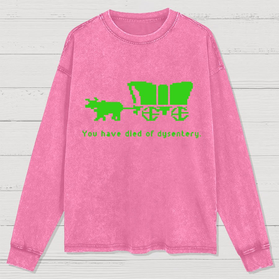 Oregon Trail T Shirt You Have Died of Dysentery Washed Long Sleeve Tee