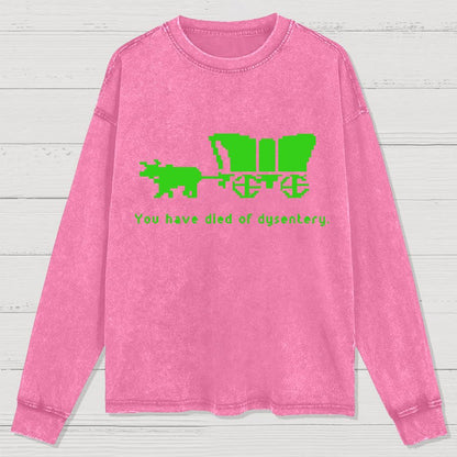 Oregon Trail T Shirt You Have Died of Dysentery Washed Long Sleeve Tee