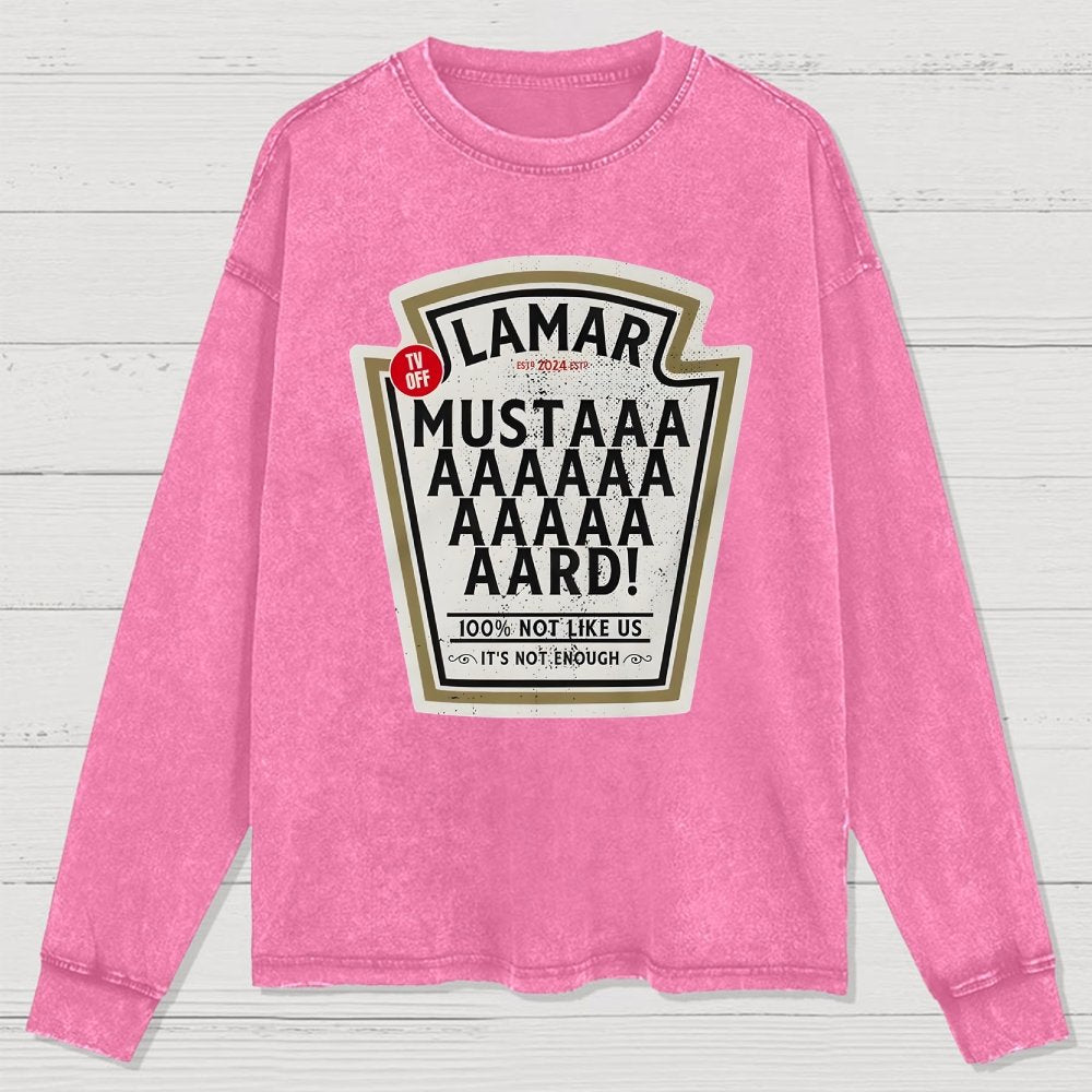 Lamar Mustard TV Off Essential Washed Long Sleeve Tee