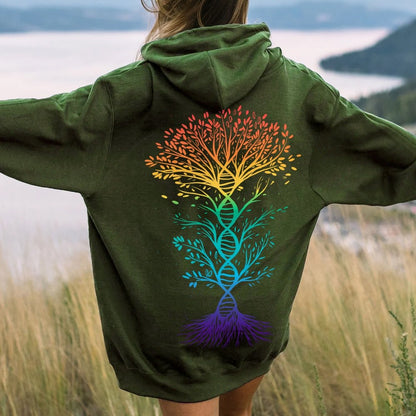 DNA Tree Of Life Science Printed Back Unisex Cotton Hoodie