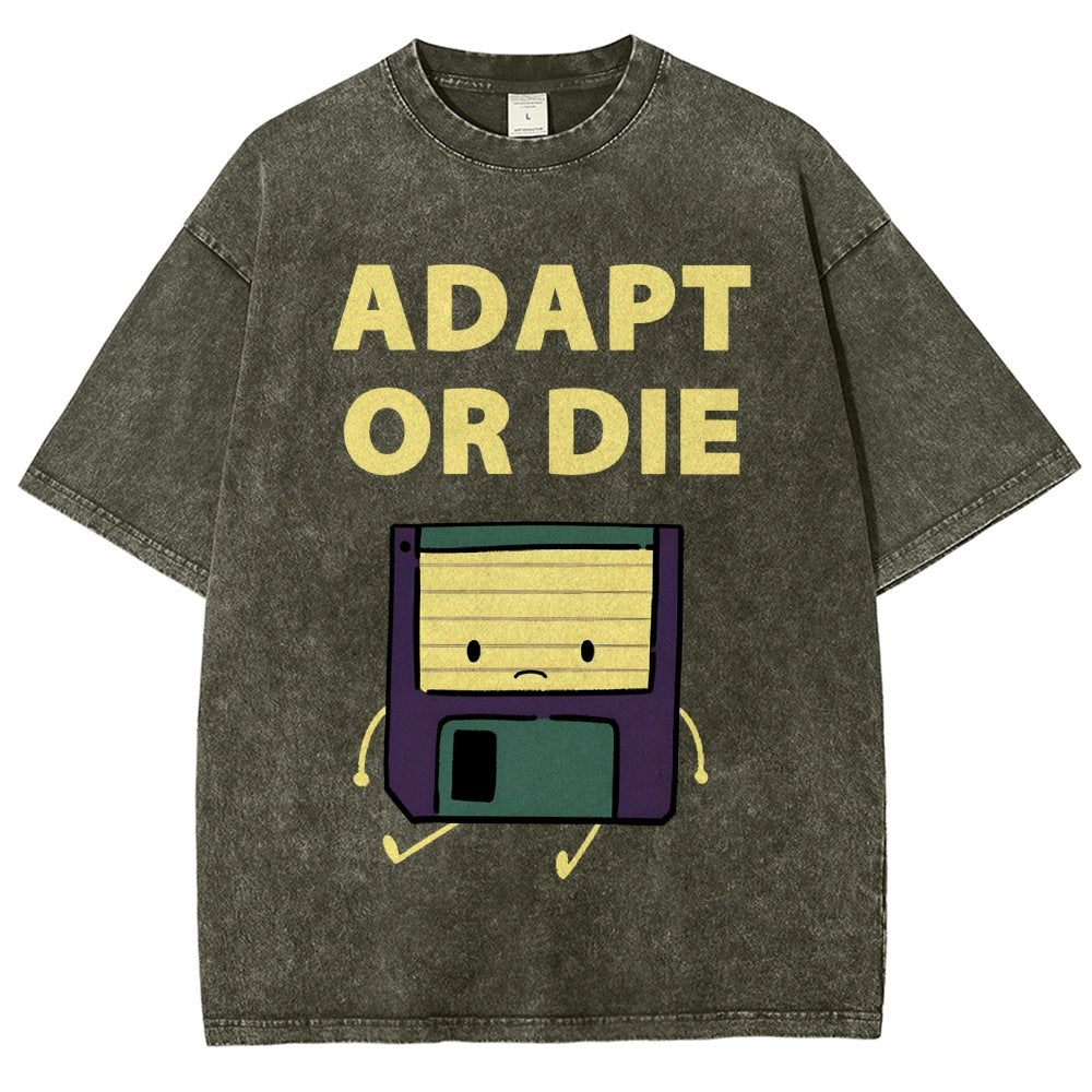 Adapt or Die Floppy Disk Vintage Distressed T-shirt