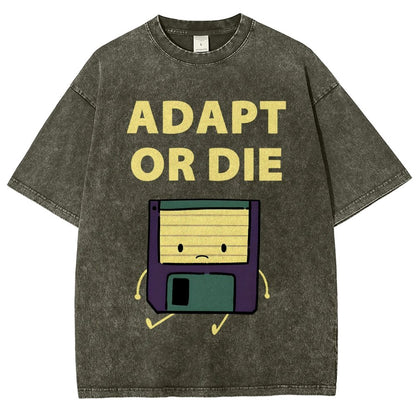 Adapt or Die Floppy Disk Vintage Distressed T-shirt