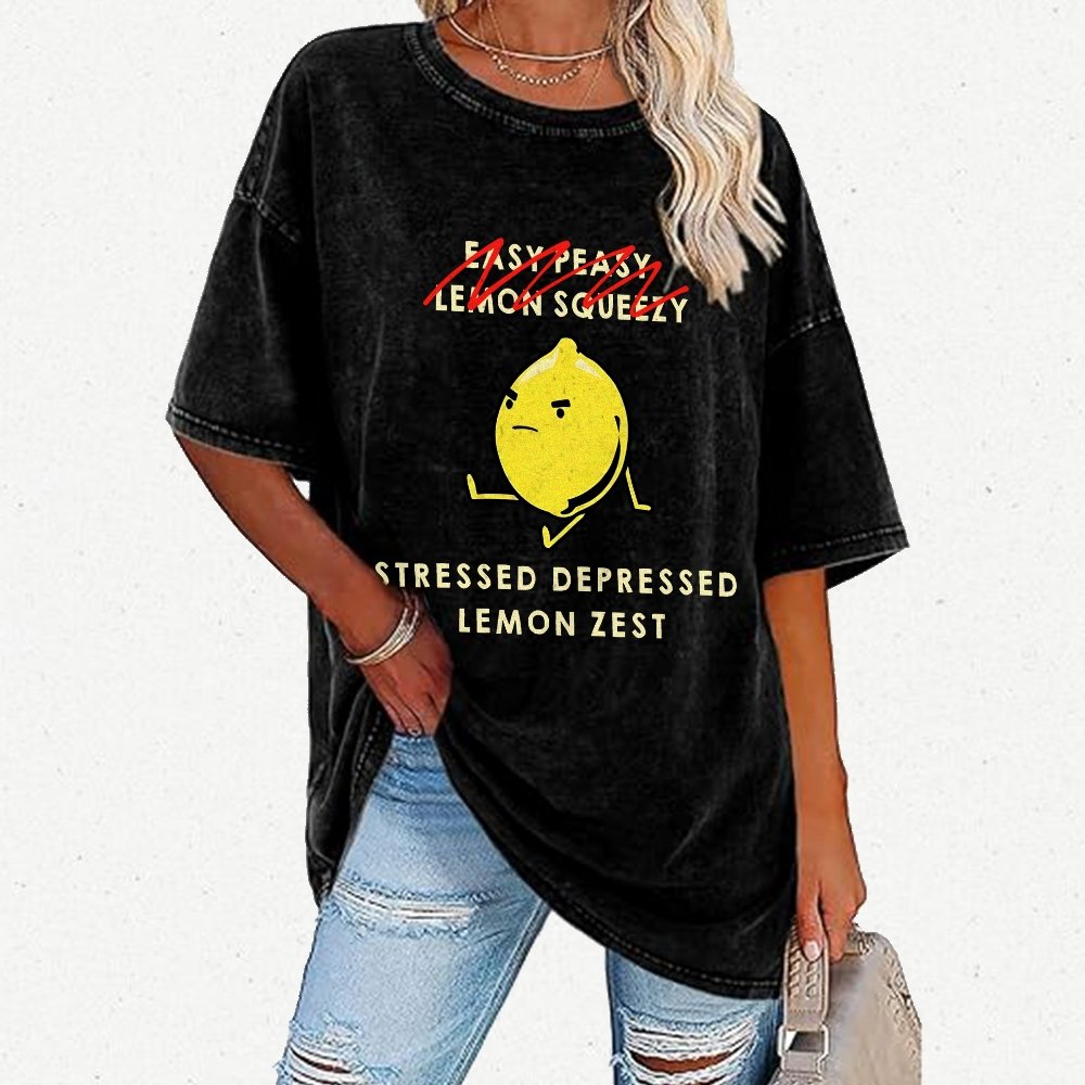 Stressed Depressed Lemon Zest Vintage Distressed T-shirt