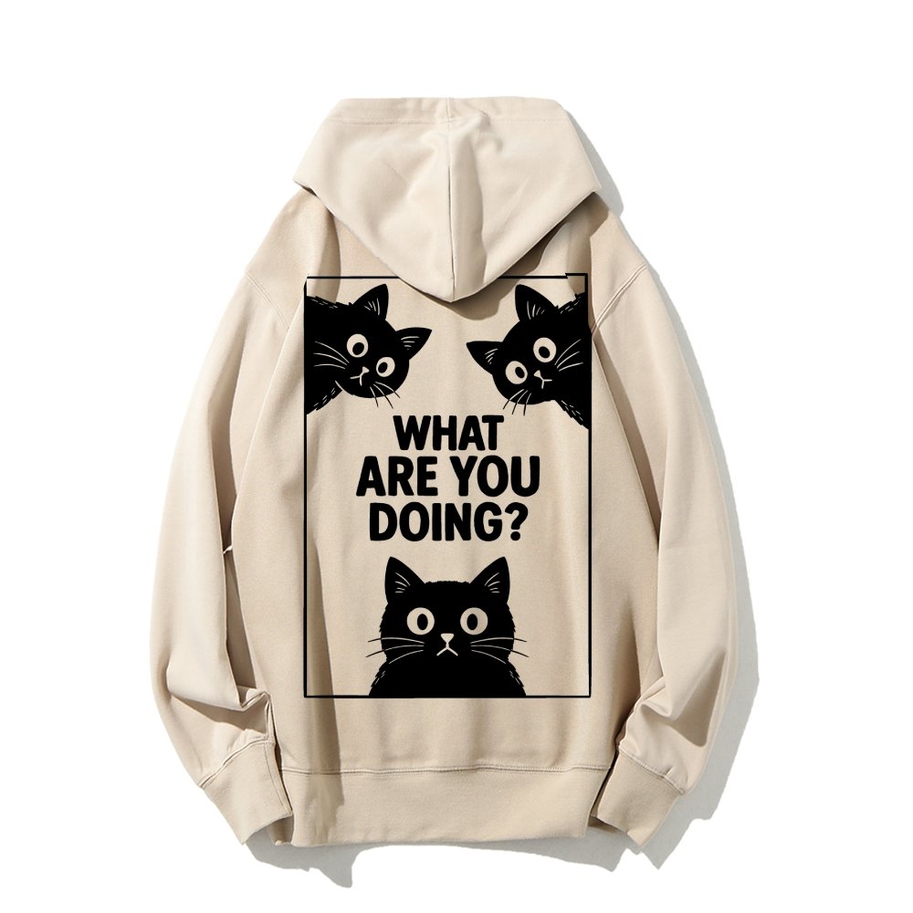 What Are You Doing Printed Back Unisex Cotton Hoodie