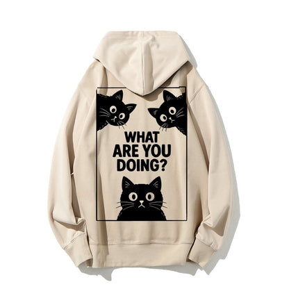What Are You Doing Printed Back Unisex Cotton Hoodie