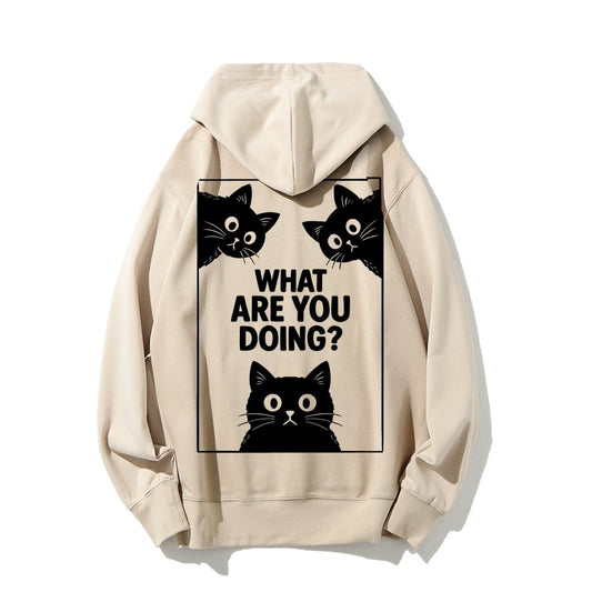 What Are You Doing Printed Back Unisex Cotton Hoodie