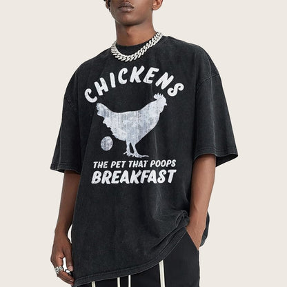 Chickens Poop Breakfast Vintage Distressed T-shirt