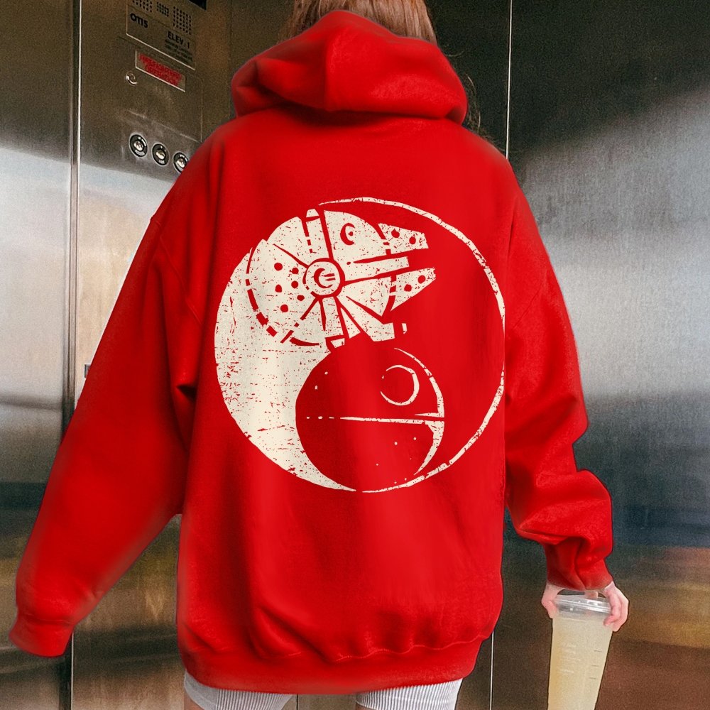Balancing The Power Geek Printed Back Unisex Cotton Hoodie