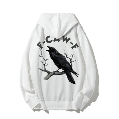 F-Caw-F Funny Crow Printed Back Unisex Cotton Hoodie