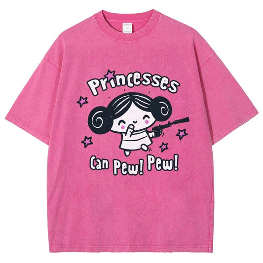 Princesses Can Pew! Pew! Too Vintage Distressed T-shirt