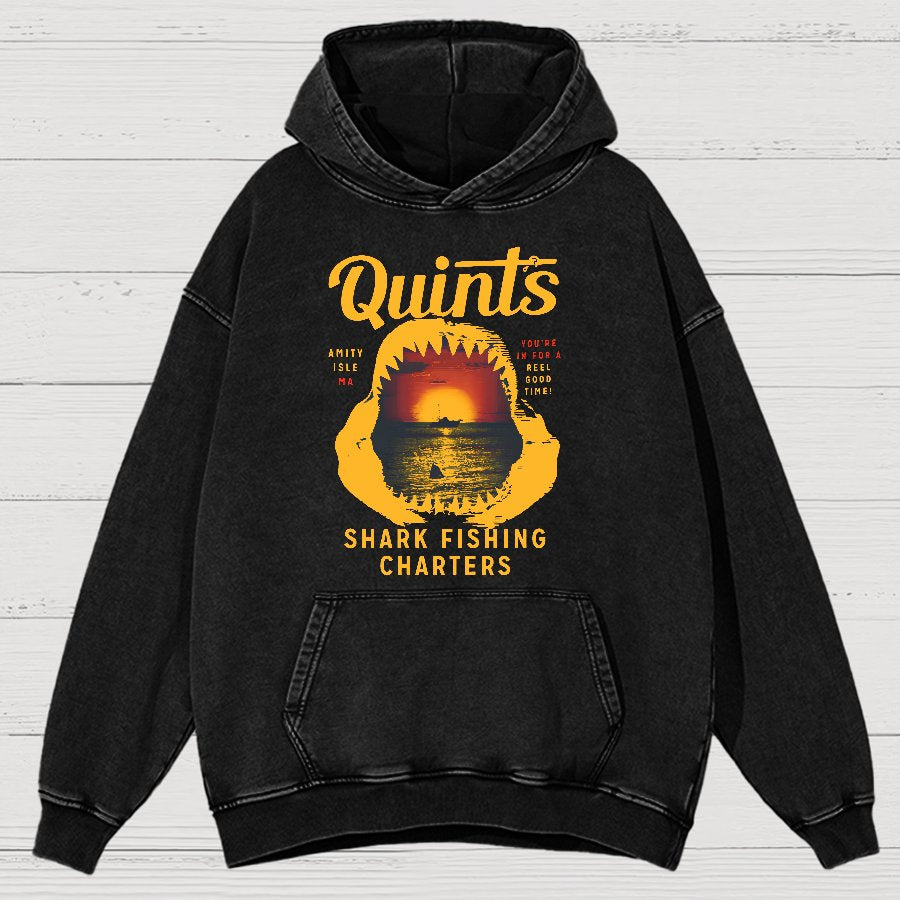 Captain's Shark Fishing Charters Vintage Distressed Hoodie