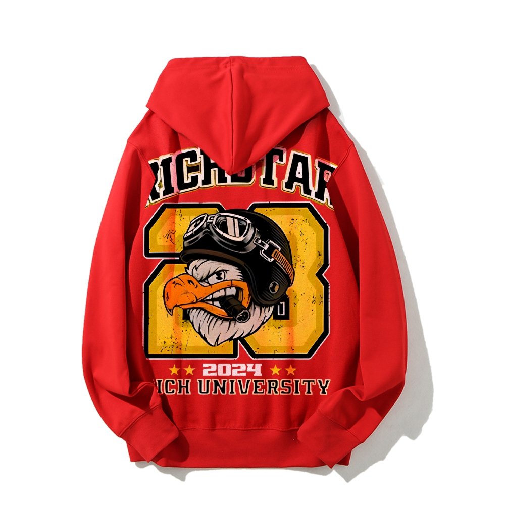 Vintage Rich Star Graphic Print Printed Back Cotton Hoodie