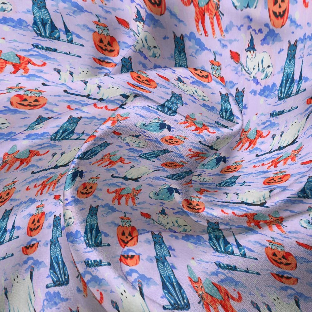 Halloween Cat Art Print Geek Long Sleeve Pajama Set